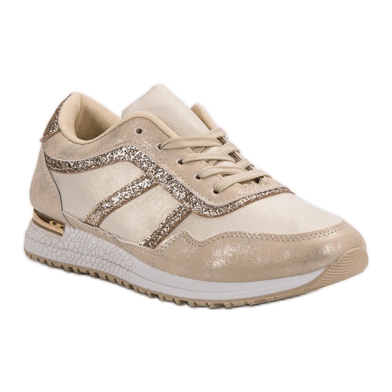 Încălțăminte sport cu sclipici galben 1 Încălțăminte sport cu sclipici galben 1