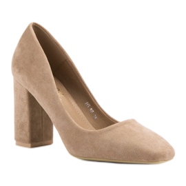 Small Swan Pompe clasice din piele de căprioară maro 1