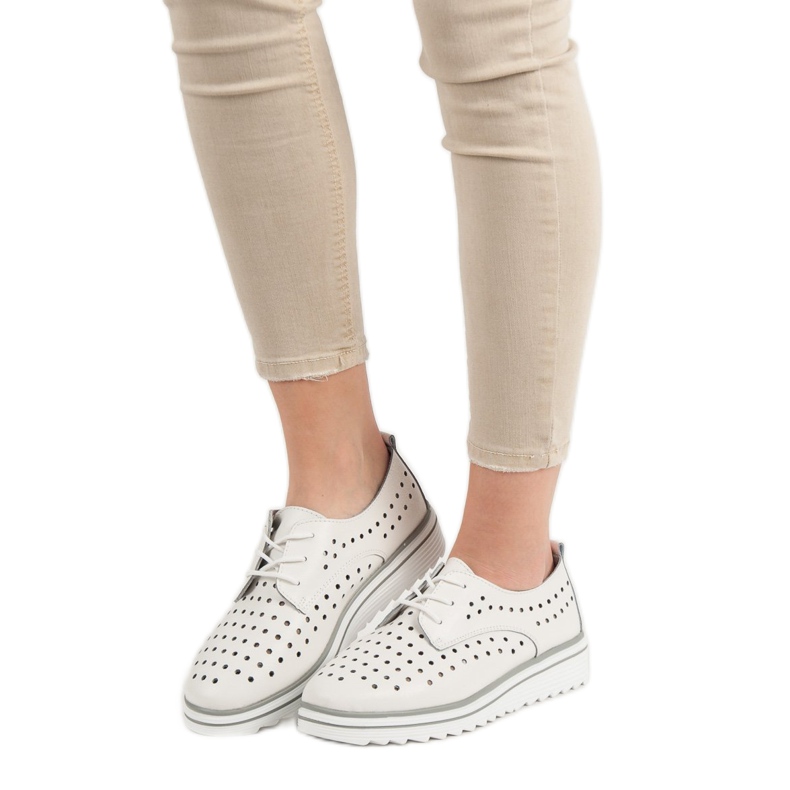 Kylie Încălțăminte din piele ajurată alb 2