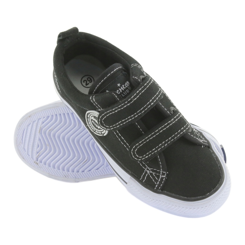 American Club American pentru copii adidași negri Velcro negru 3