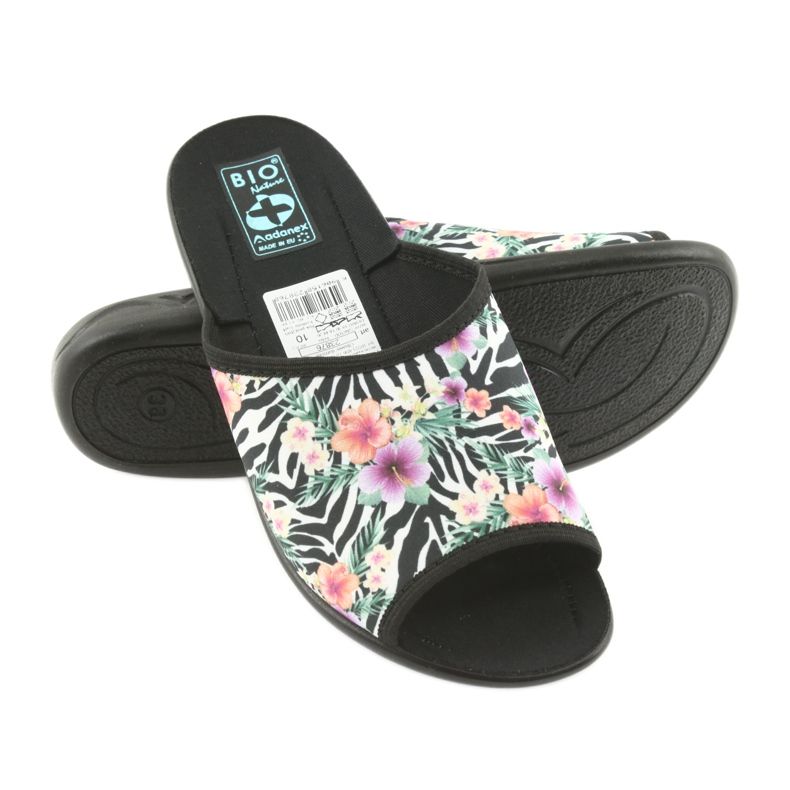 Papuci de damă zebra Adanex 23876 alb negru multicolor 4