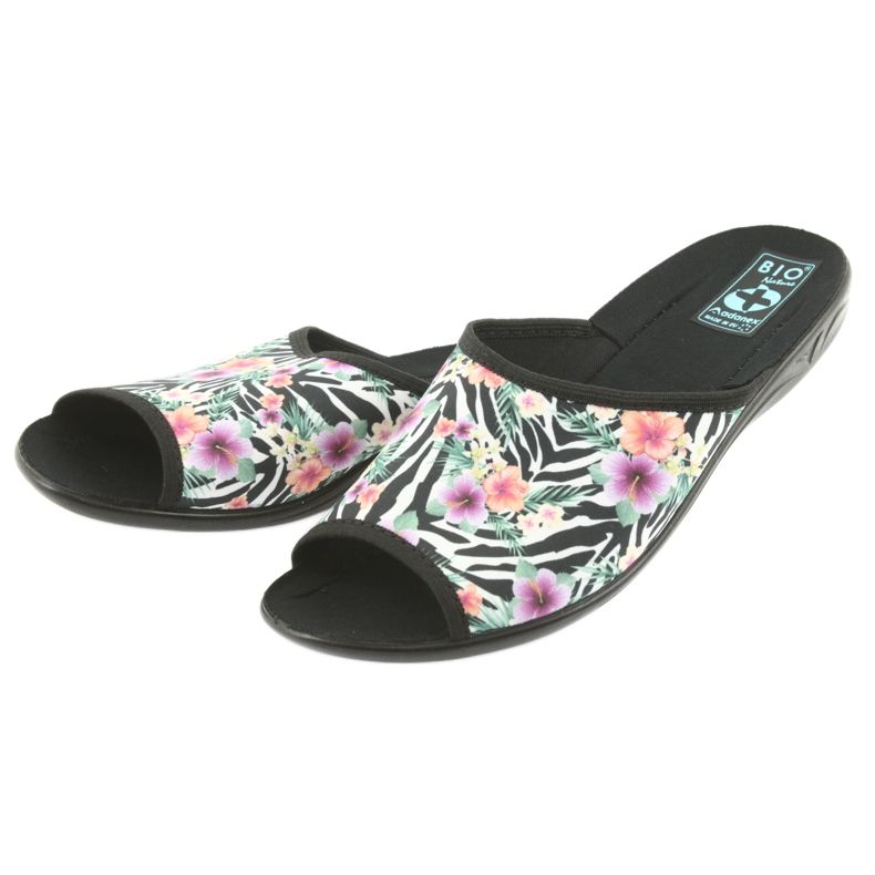 Papuci de damă zebra Adanex 23876 alb negru multicolor 3