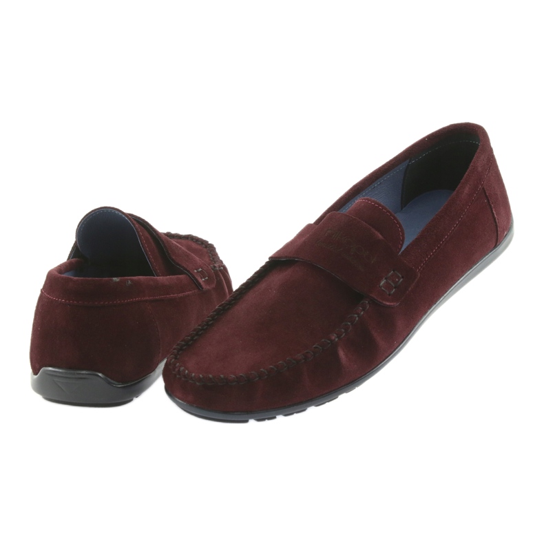 Nikopol Piele pentru bărbați Burgundy Loafers1688 roșu 5