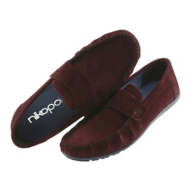 Nikopol Piele pentru bărbați Burgundy Loafers1688 roșu 4