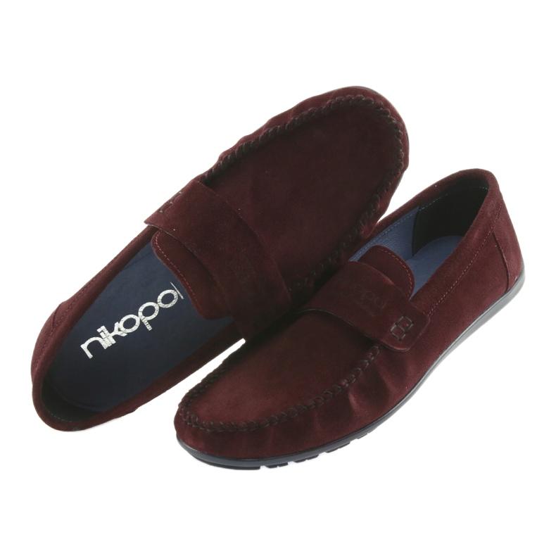 Nikopol Piele pentru bărbați Burgundy Loafers1688 roșu 4