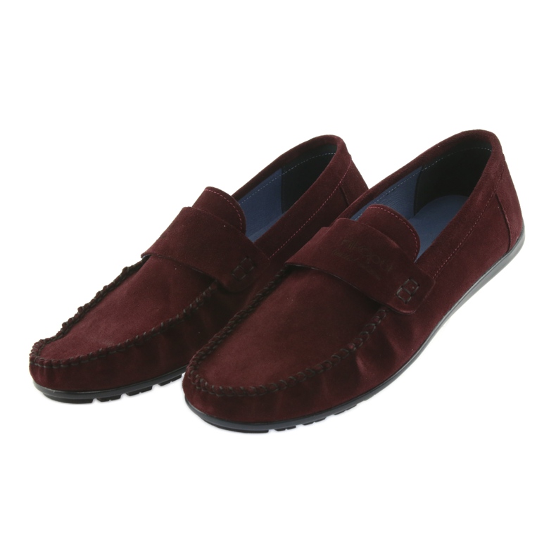 Nikopol Piele pentru bărbați Burgundy Loafers1688 roșu 3