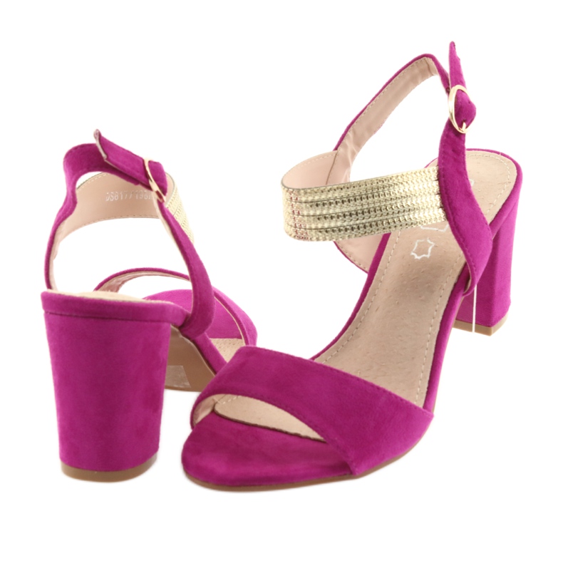 Sandale pe post de Filippo DS817 fucsia / auriu roz galben 4
