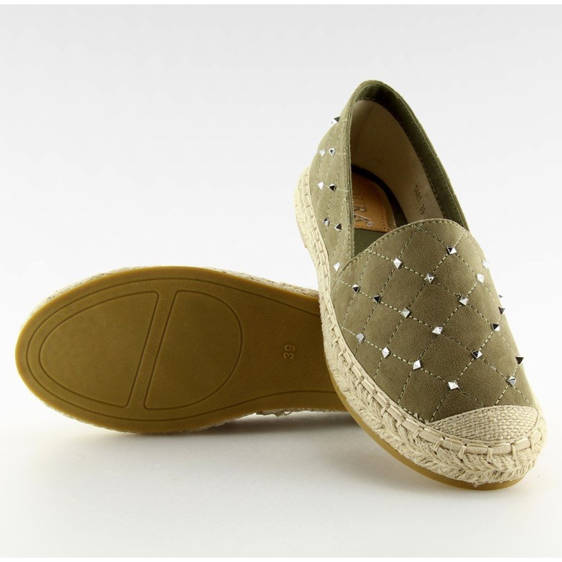 Espadrile cu știfturi verde 5481 Green II-GAT 1