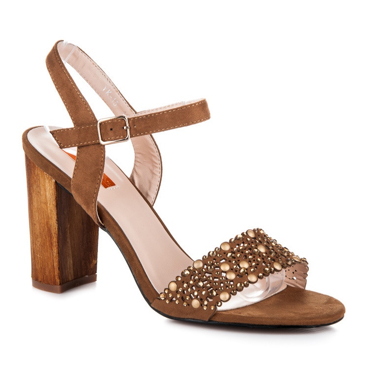 Beauty Girl'S Sandale ajurate pe tocuri înalte maro 1