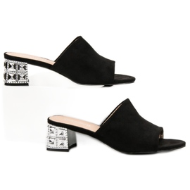 Lucky Shoes Sandale cu toc înalt din piele de căprioară negru 2