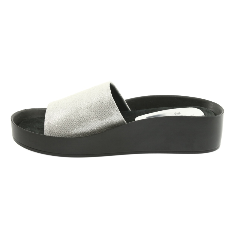 Papuci cu profil argintiu Filippo 768 gri 2