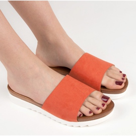 Papuci VINCEZA din piele intoarsa portocalie portocale 1