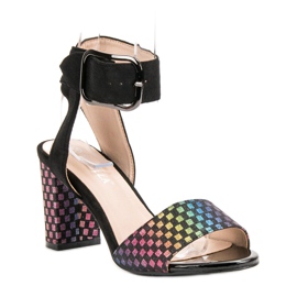 Sandale pe un post VINCEZA negru multicolor 1