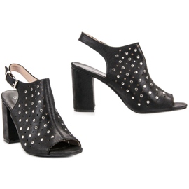 Sandale VINCEZA cu jeturi negru 2