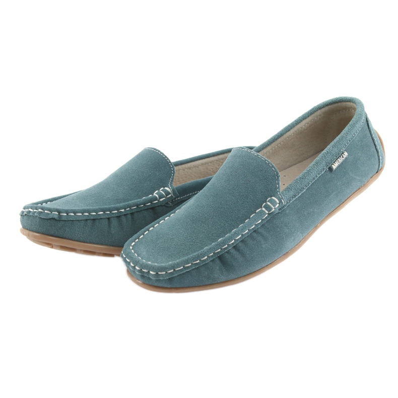 American Club Mocasini dama, piele denim albastru 3