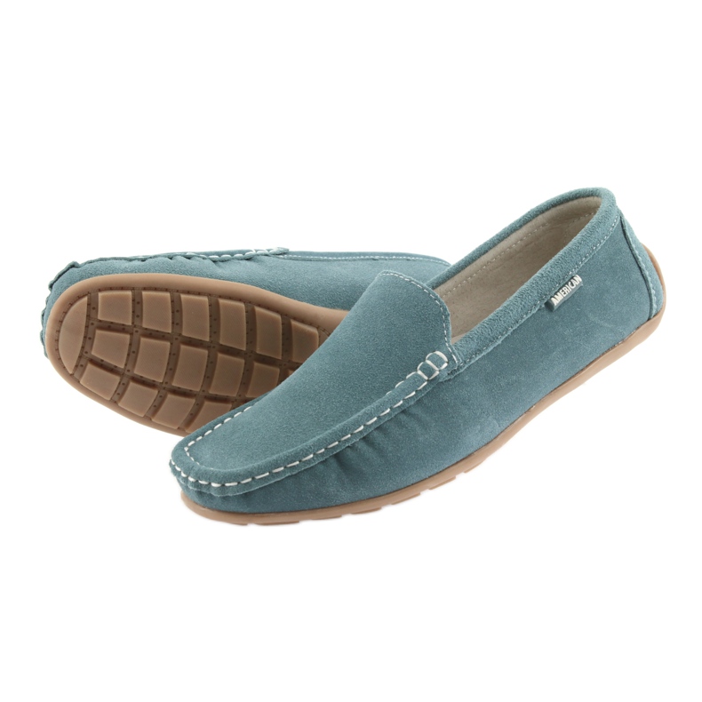 American Club Mocasini dama, piele denim albastru 5