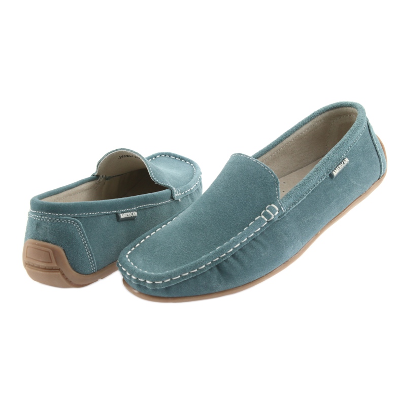 American Club Mocasini dama, piele denim albastru 4