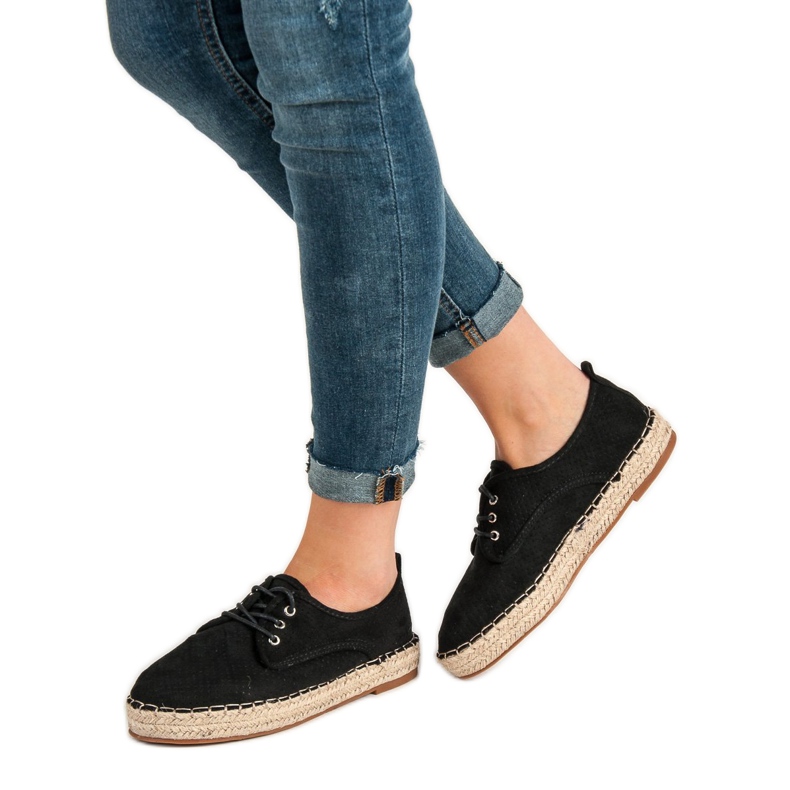 Small Swan Broguri din piele deschisă negru 1