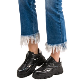 SHELOVET Adidași negri cu efect Holo negru 1