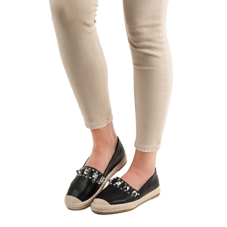 Janessa Espadrile Cu Știfturi negru 1