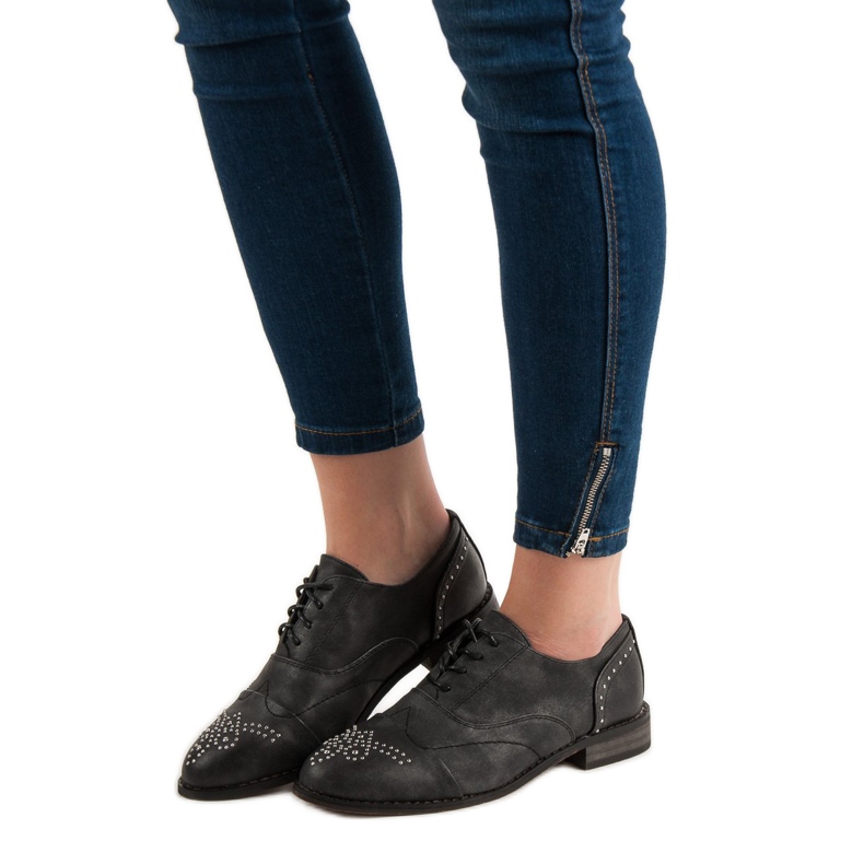 Primavera Brogues cu pietre de stras gri 2