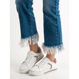 Ideal Shoes Pantofi sport cu zirconiu cubic alb 1