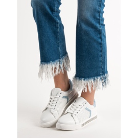 Ideal Shoes Pantofi sport cu zirconiu cubic alb 1