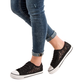 SHELOVET Adidași din dantelă negru 2