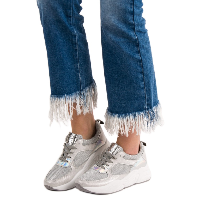 Ideal Shoes Pantofi sport argintii gri 1