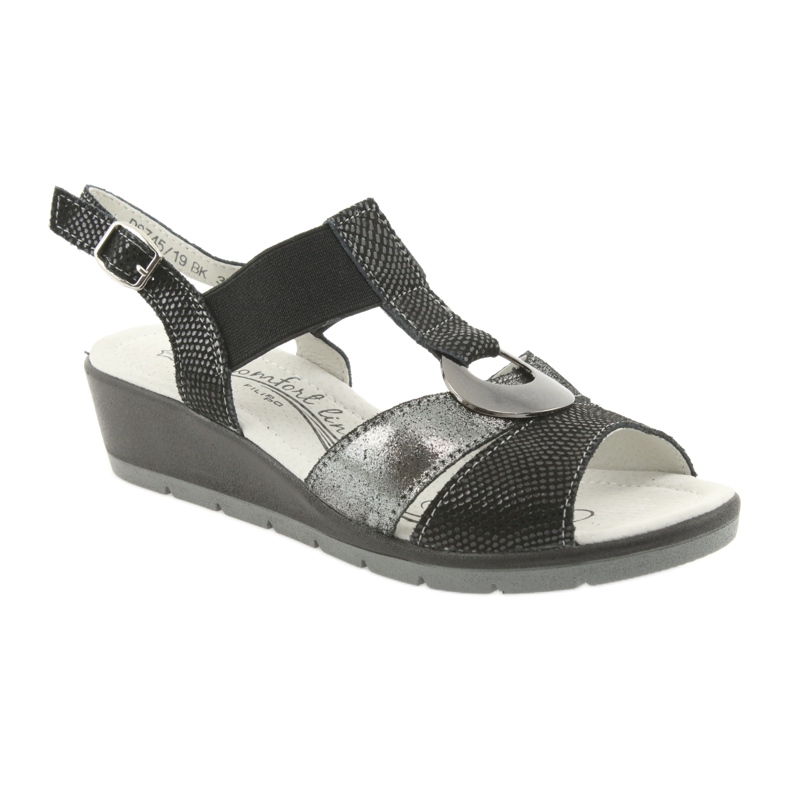 Filippo Sandale confortabile din piele negru gri 1