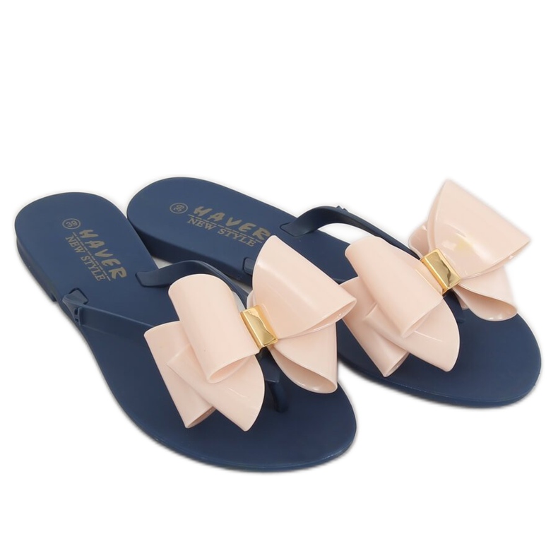 Flip-flops meliski bleumarin-bej KM104 NAVY / D.BEIGE maro albastru marin 2