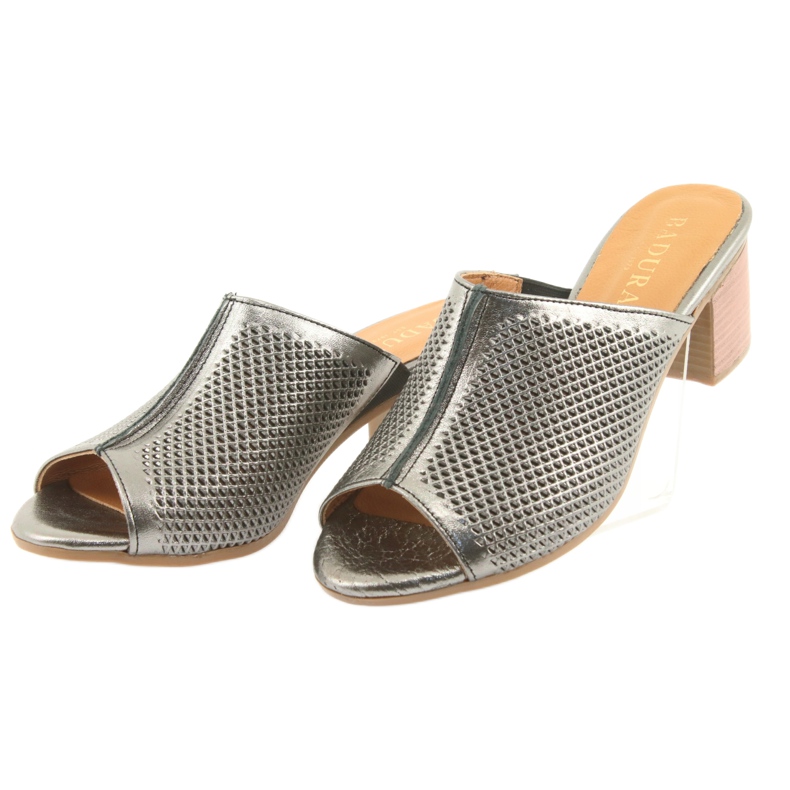 Badura Capace de piele deschise pentru femei 5311 Silver gri 3