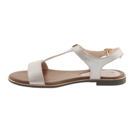 M.Daszyński Sandale cu toc plat Daszyński 1583 bej perlat maro gri 2 M.Daszyński Sandale cu toc plat Daszyński 1583 bej perlat maro gri 2