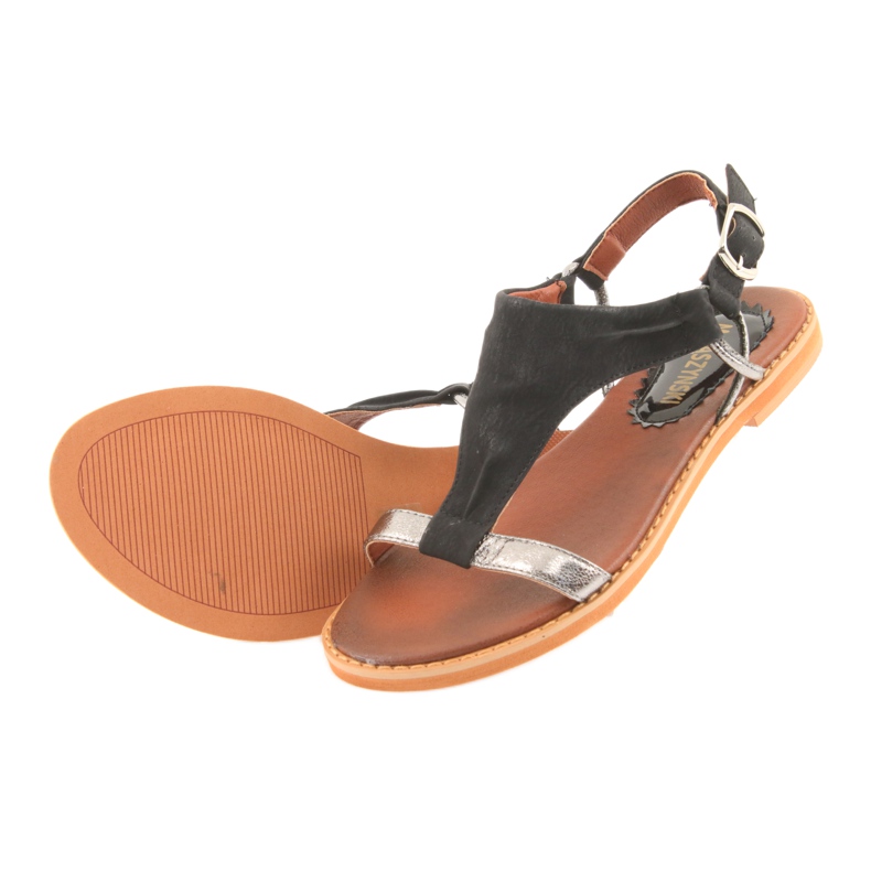 M.Daszyński Sandale toc plat Daszyński argintiu-negru gri 4