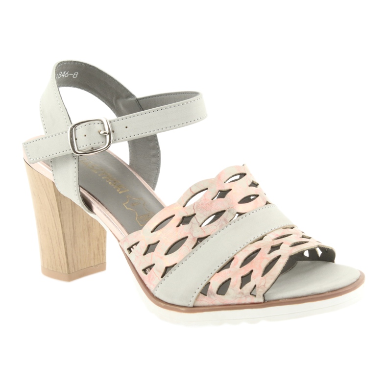 M.Daszyński Sandale Openwork Daszyński pe postul de gri/roz din 1846 1