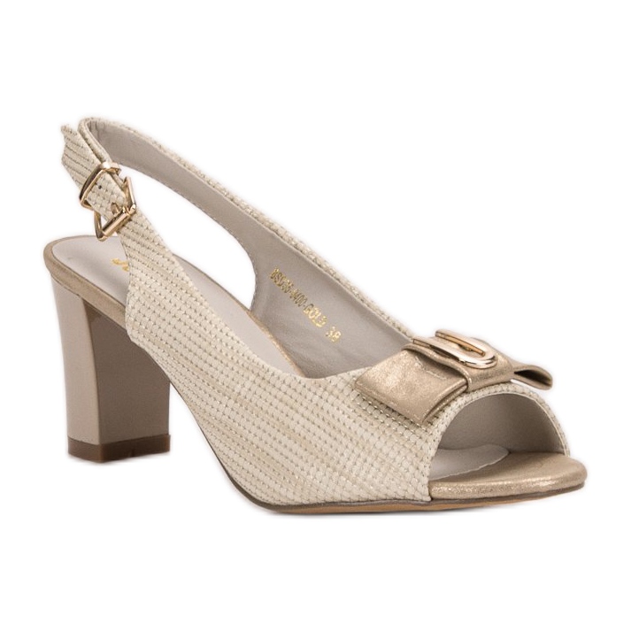 SHELOVET Sandale elegante cu arc galben 2