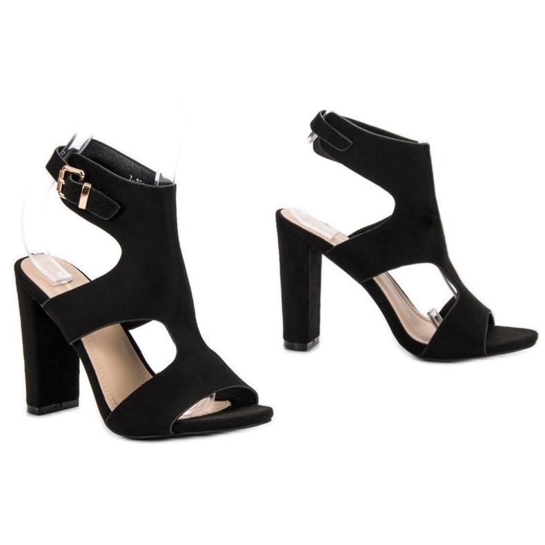 Ideal Shoes Sandale sexy cu toc negru 2