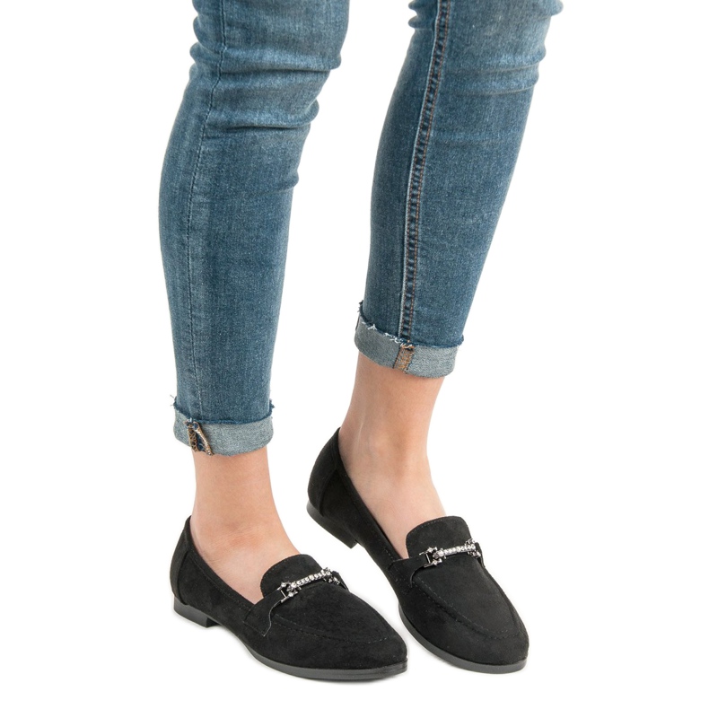 Balada Mocasini din piele de căprioară neagră negru 2