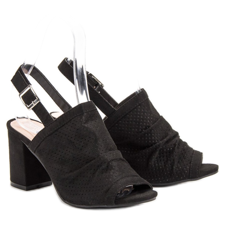 Sixth Sense Sandale ajurate pe o bară negru 2