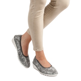 Filippo Pantofi de balet din piele gri deschis 1