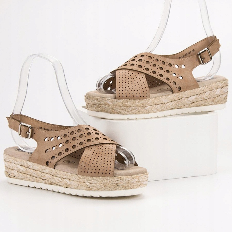SHELOVET Sandale espadrile maro 1