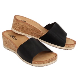 Papuci negri din plută 3527-12 Negru 1