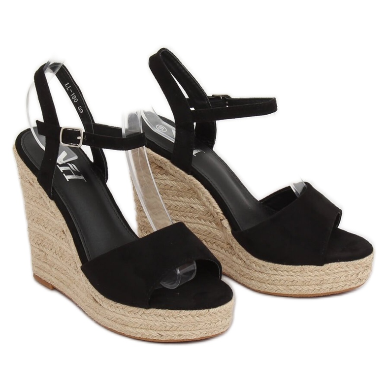 Espadrile negre pe pene LL-190 Negru 1
