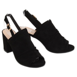 Sandale negre cu toc înalt JM5840N Negru 2