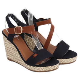 Sandale cu toc BL-360 Navy maro albastru marin 2
