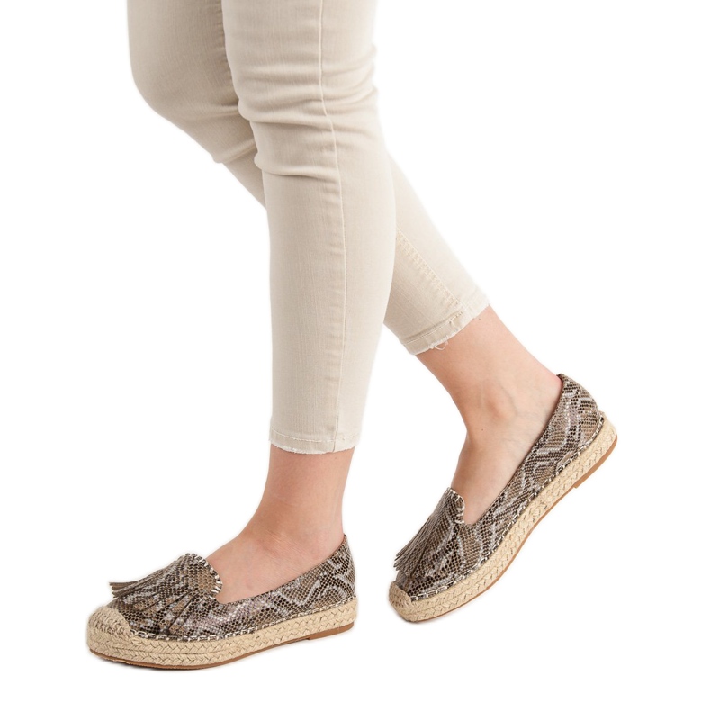 Espadrile VICES cu imprimeu de șarpe maro multicolor 1