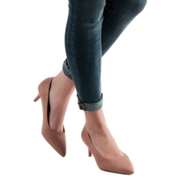 SHELOVET Tocuri din piele de căprioară roz 2