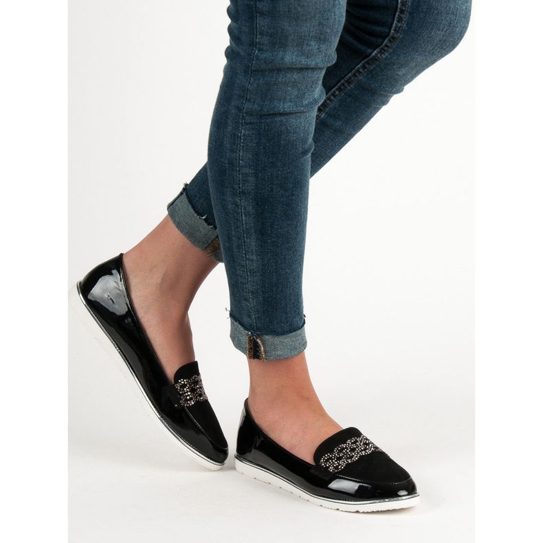 SHELOVET Mocasini lăcuți negru 1