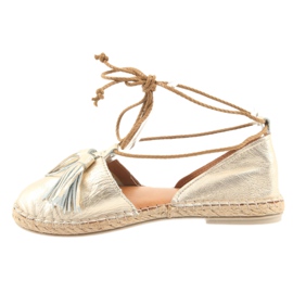 Espadrile pentru femei, Badura, legate 4875 de aur 2 Espadrile pentru femei, Badura, legate 4875 de aur 2