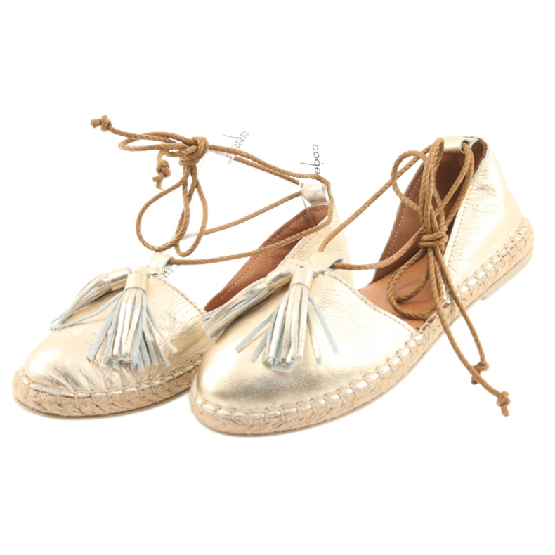 Espadrile pentru femei, Badura, legate 4875 de aur 3 Espadrile pentru femei, Badura, legate 4875 de aur 3